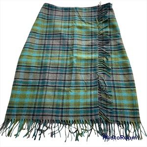 J Jill skirt plaid sz 16 fringe on front & hem